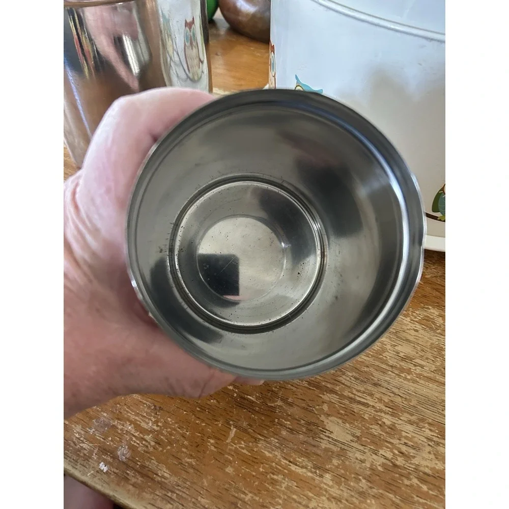 Vintage Stainless Steel Canister Set of 3 w/ Lids MCM Kitchen Storage NESTING
